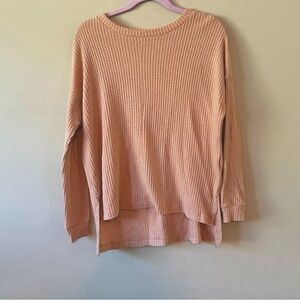 🔴EUC American Eagle Oversize Waffle Long-Sleeve blush in color pink size small